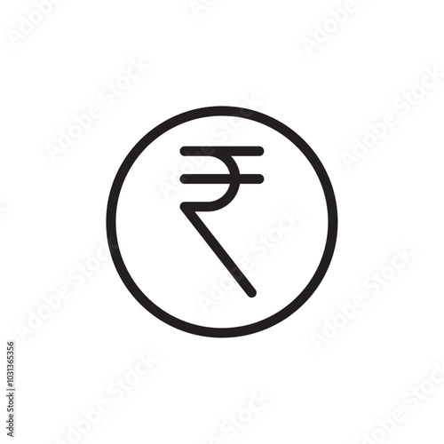 Indian rupee icon Thin line flat illustration