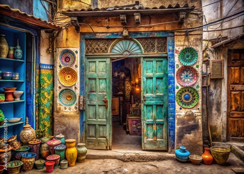 Double Exposure of Old Door in Dharavi Kumbharwada Capturing Culture and Heritage photo