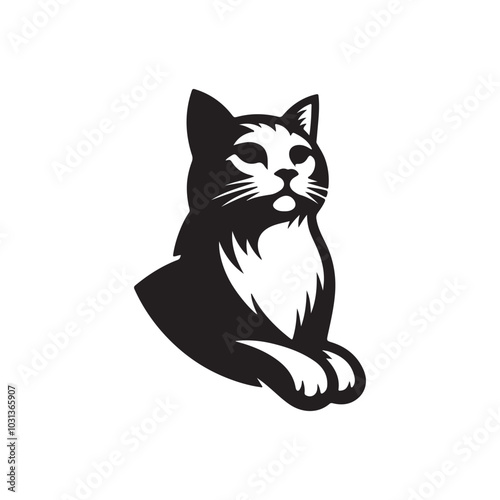 A cat of silhouette vector illustration on white background