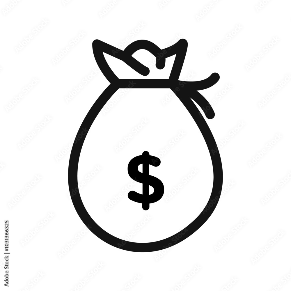 Money bag icon Thin line flat illustration Money bag icon Thin line flat illustration