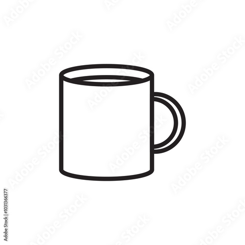 Mug icon Thin line flat illustration