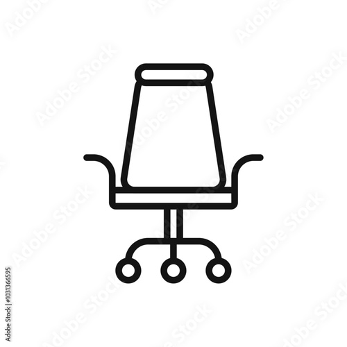 Office chair icon Thin line flat illustration