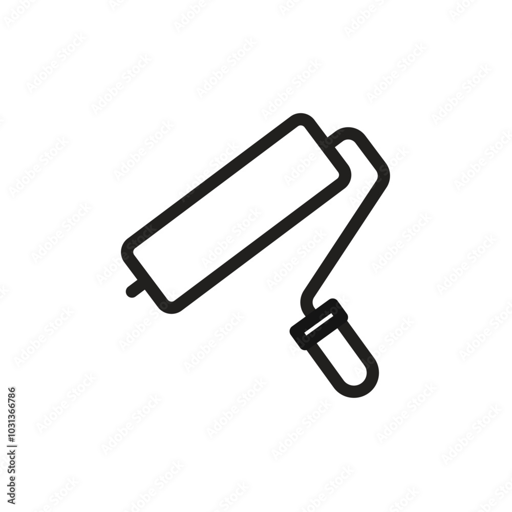 Paint roller icon Thin line flat illustration Paint roller icon Thin line flat illustration