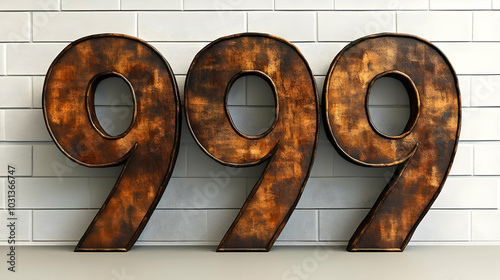Three large wooden numbers ...