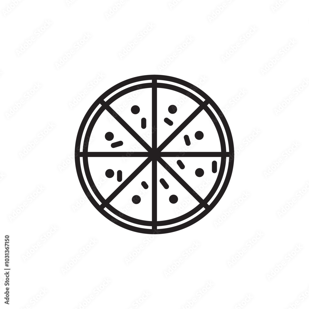 Pizza icon Thin line flat illustration Pizza icon Thin line flat illustration