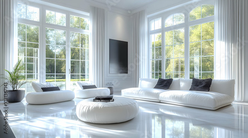 Modern, bright living room ...