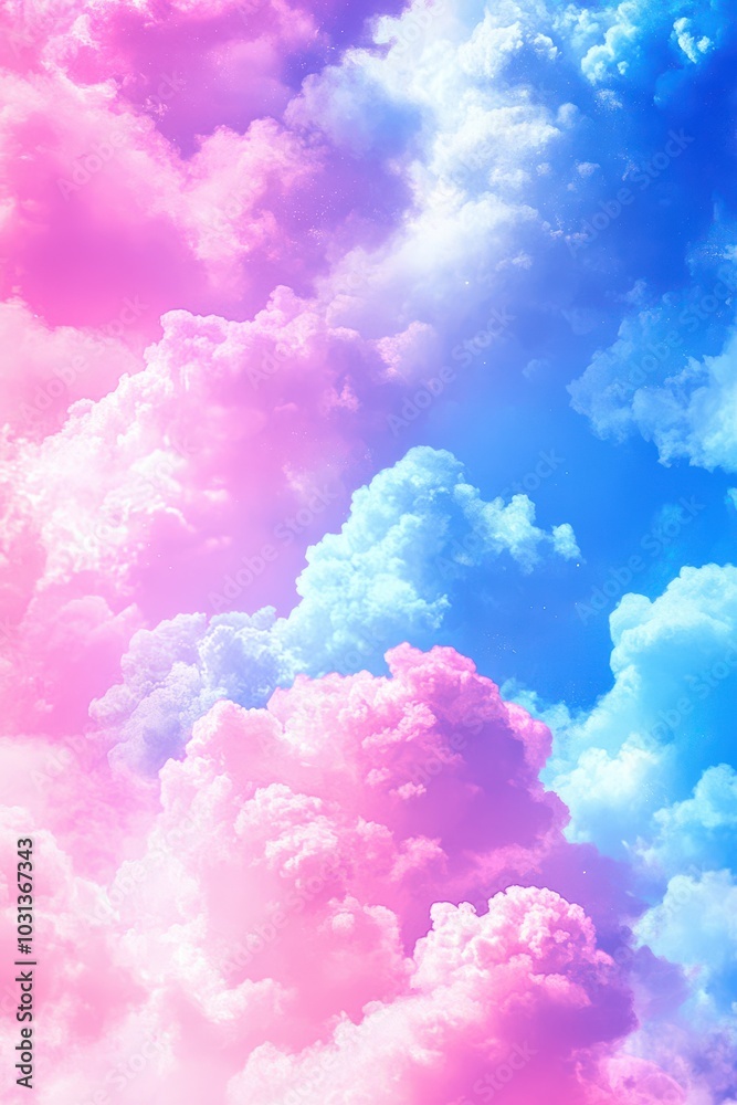 Dreamy Pink and Blue Sky with Fluffy Clouds. Dreamy Pink and Blue Sky with Fluffy Clouds.
