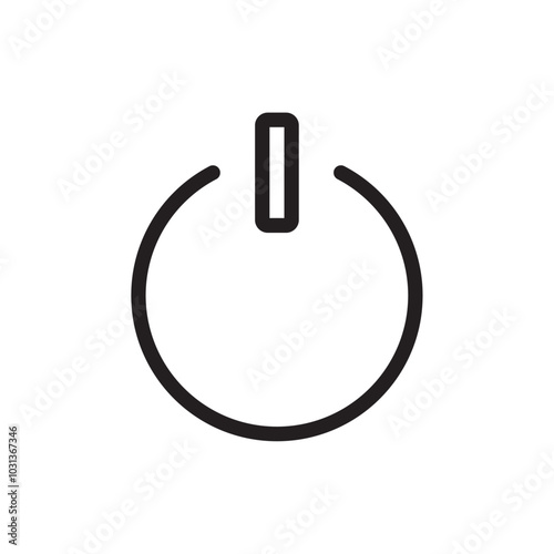 Power icon Thin line flat illustration