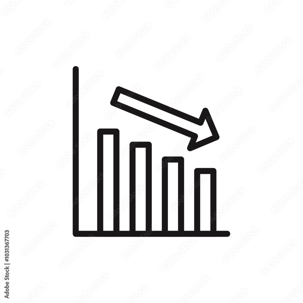 Reduction chart icon Thin line flat illustration Reduction chart icon Thin line flat illustration