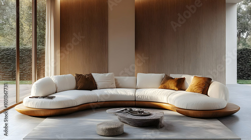 Modern curved sofa in a min...