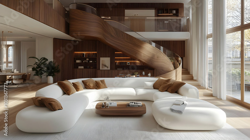 Modern living room with a c...