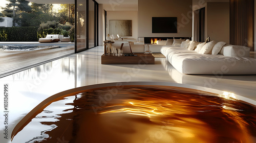 Modern living room with a u...