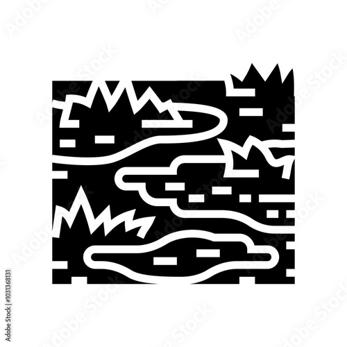 waterlogged ground disaster glyph icon vector. waterlogged ground disaster sign. isolated symbol illustration