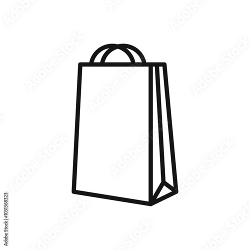 Shopping bag icon Thin line flat illustration