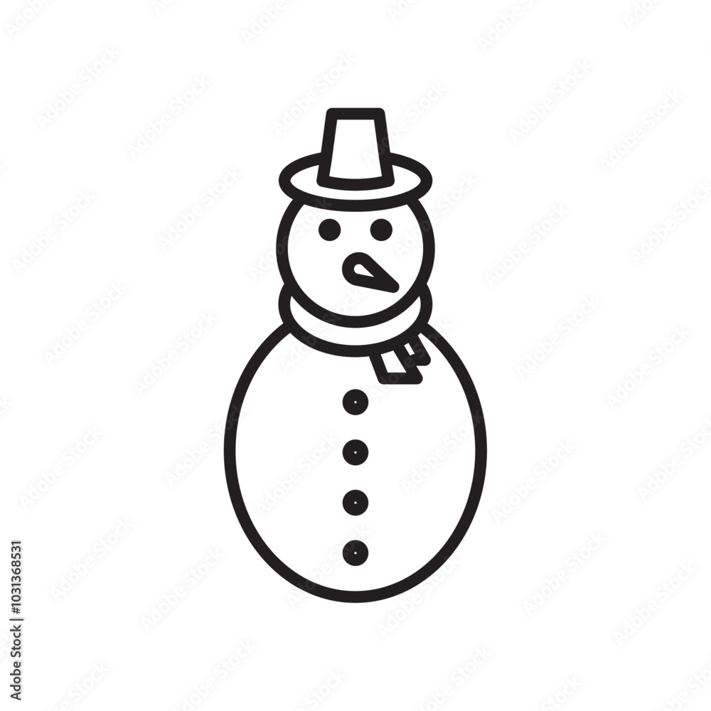 Snowman icon Thin line flat illustration Snowman icon Thin line flat illustration
