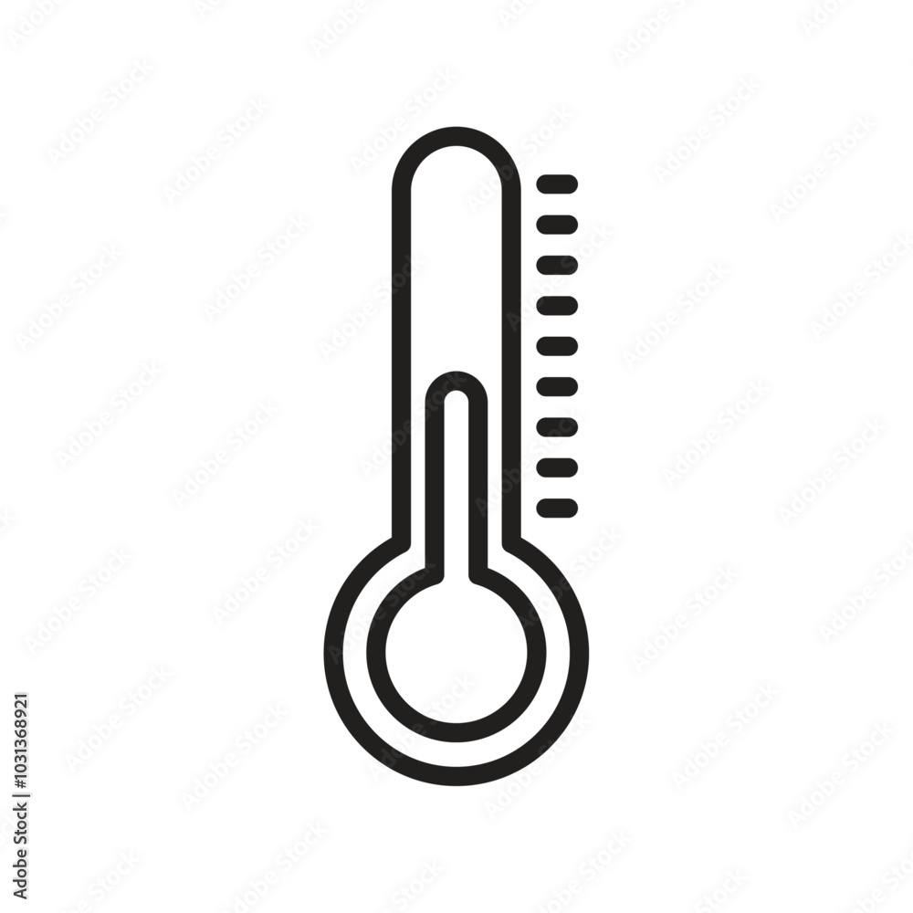 Thermometer Icon Thin line flat illustration Thermometer Icon Thin line flat illustration