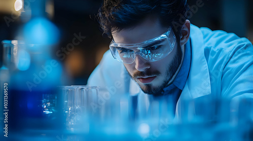 Scientist analyzing samples...