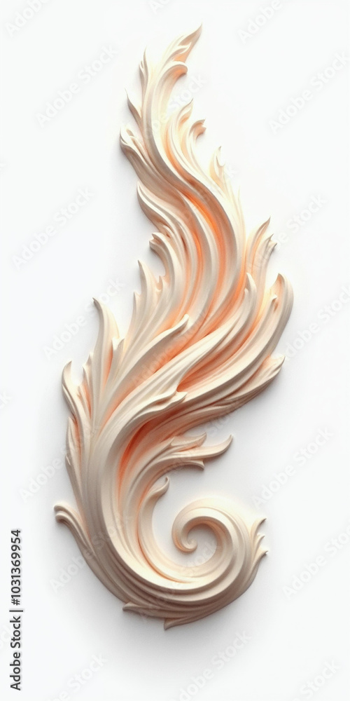 Fototapeta premium Flame in white fire marble 3D art background