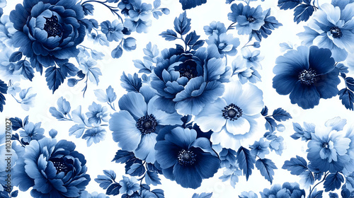 Floral pattern in blue and ...
