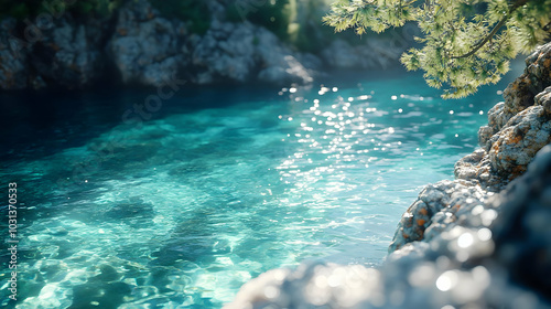 Serene turquoise waters wit...