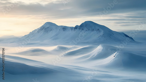 Serene snowy mountains unde...