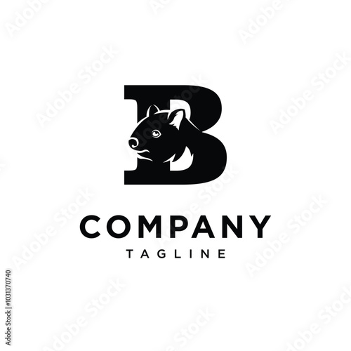 Letter B Wombat Logo Icon Vector photo