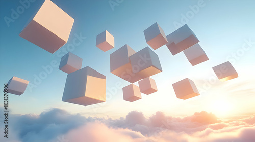 Floating cubes in a serene ...