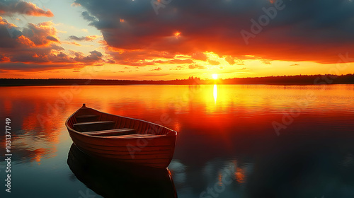 A serene sunset over a calm...