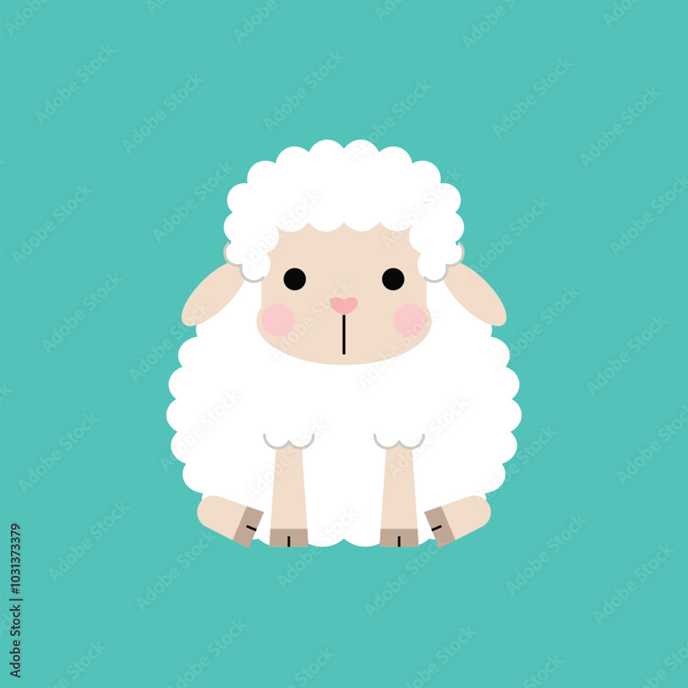 Fototapeta premium Cute cartoon sheep character. Vector illustration.