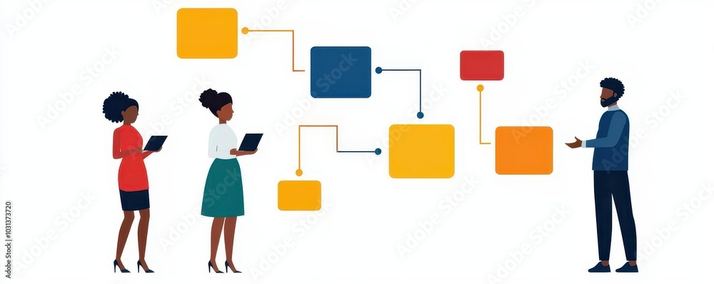 Fototapeta premium Influencer marketing strategy flowchart, showing the process from identifying influencers to postcampaign analysis