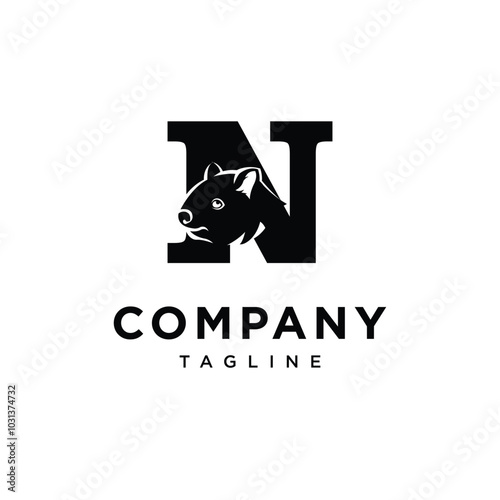 Letter N Wombat Logo Icon Vector