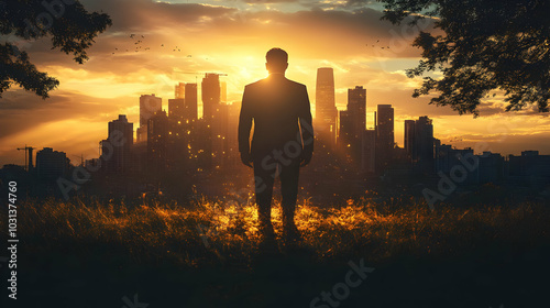 Silhouette of a man against...