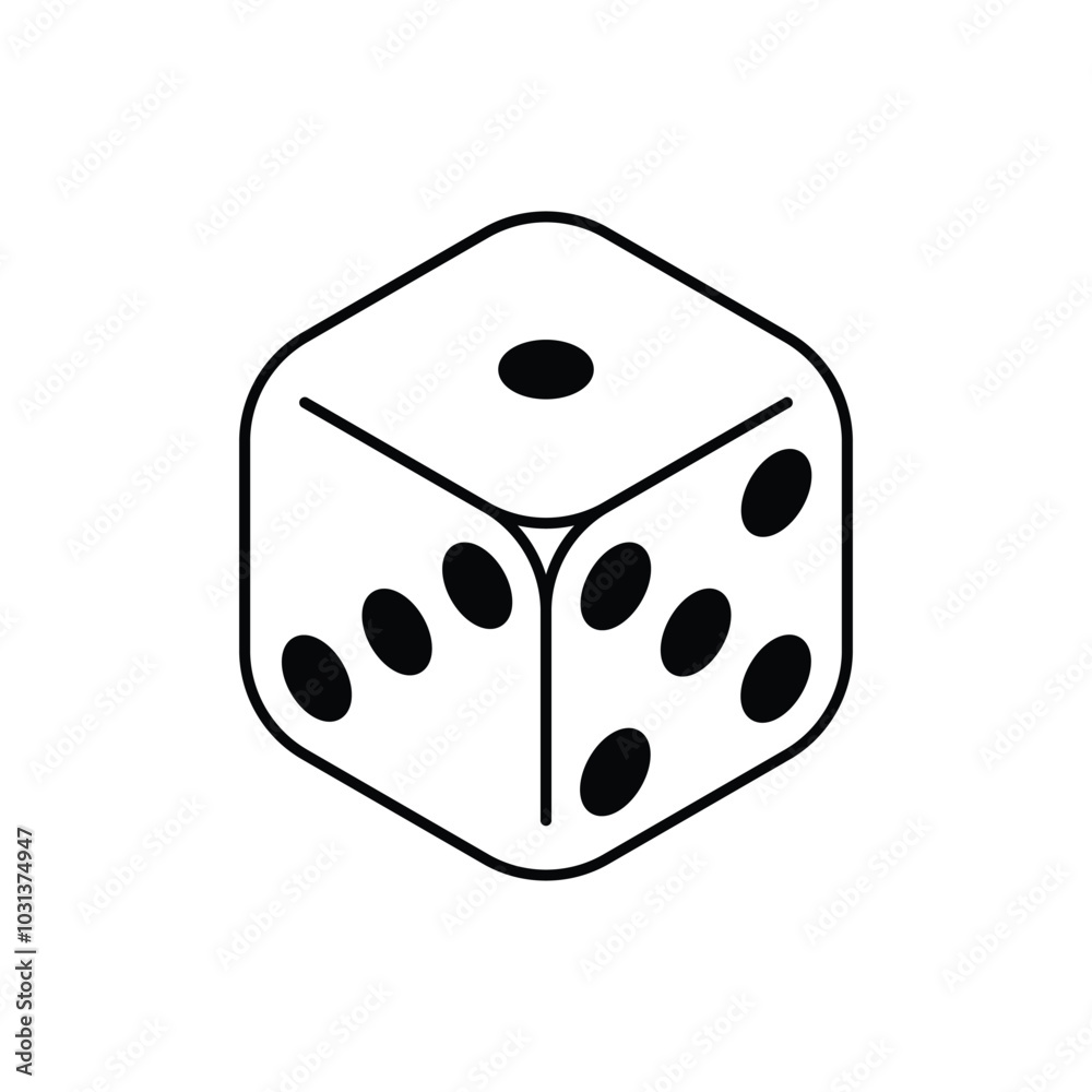 Dice cube icon. Six sided dice symbol isolated on white background. Vector illustration. Dice cube icon. Six sided dice symbol isolated on white background. Vector illustration.