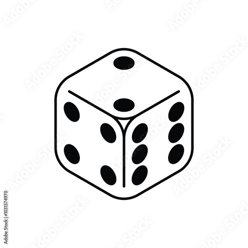 Dice cube icon. Six sided dice symbol isolated on white background. Vector illustration.