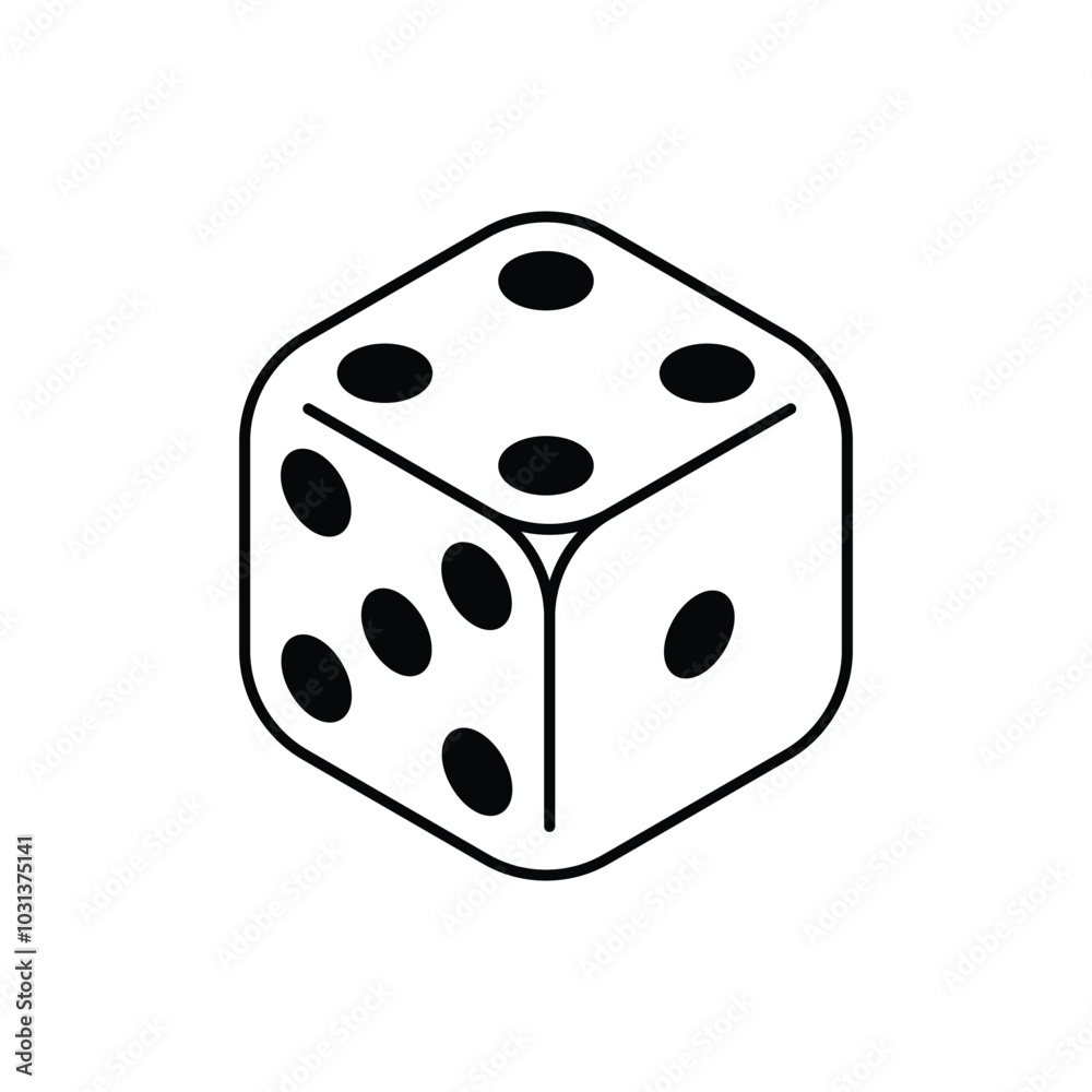 Dice cube icon. Six sided dice symbol isolated on white background. Vector illustration. Dice cube icon. Six sided dice symbol isolated on white background. Vector illustration.