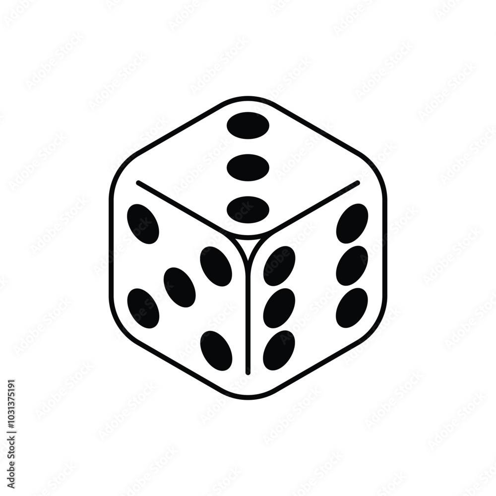 Dice cube icon. Six sided dice symbol isolated on white background. Vector illustration. Dice cube icon. Six sided dice symbol isolated on white background. Vector illustration.