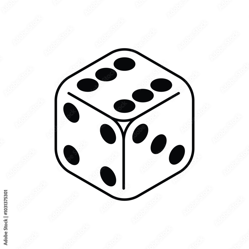 Dice cube icon. Six sided dice symbol isolated on white background. Vector illustration. Dice cube icon. Six sided dice symbol isolated on white background. Vector illustration.