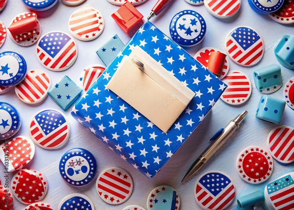 Obraz premium Election Day Vote Buttons and Stickers for Fashion Photography