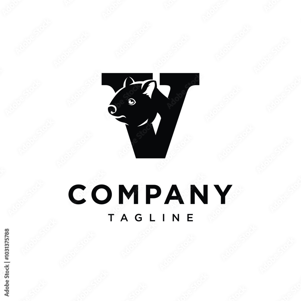 Letter V Wombat Logo Icon Vector Letter V Wombat Logo Icon Vector