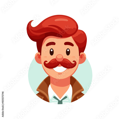young man vector mascot icon. Happy funny smiling cartoon character mature man happy face illustration