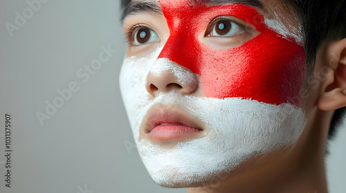 A young person with face pa...