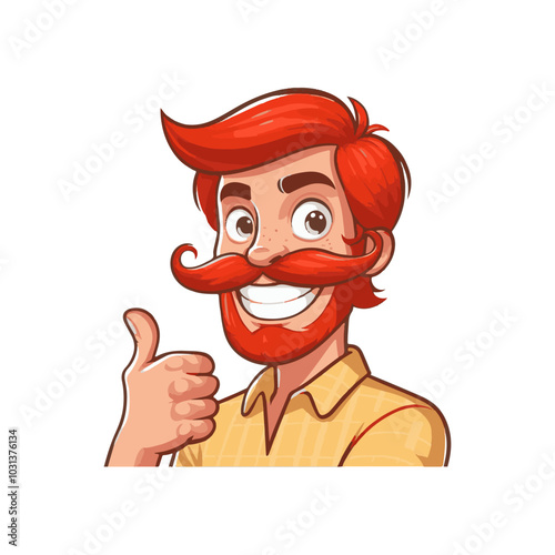 young man vector mascot icon. Happy funny smiling cartoon character mature man happy face illustration