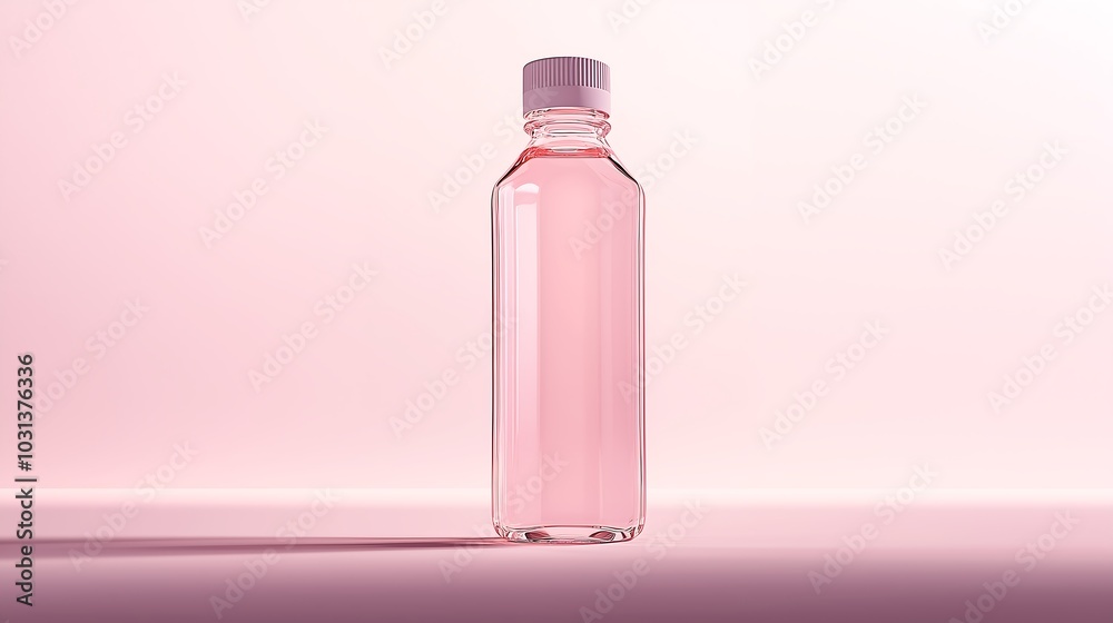 Pink Water Bottle on Soft Pastel Background	