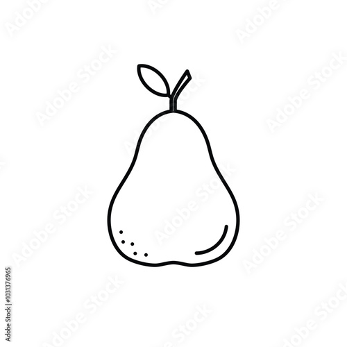 Green pear with leaf fruit icon. Vector illustration.