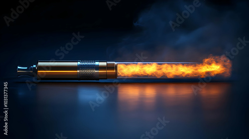 A stylized vape device emit...