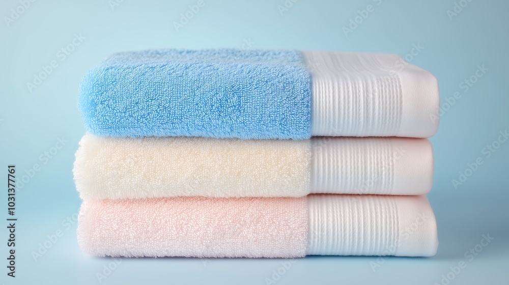 Folded Towels in Pastel Colors Folded Towels in Pastel Colors