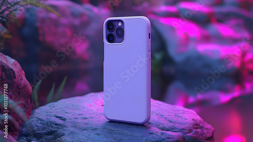 A smartphone resting on a r...