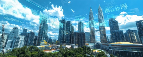 Kuala Lumpur Skyline with Digital Overlays