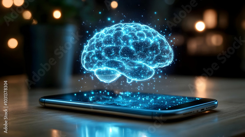 A glowing brain hologram ab...