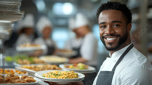 Chef smiling while presenti...